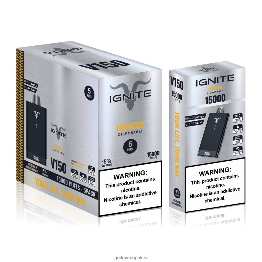 Ignite Sklep | IGNITE V150 vape pen 5-pak tytoń 0648NZ9
